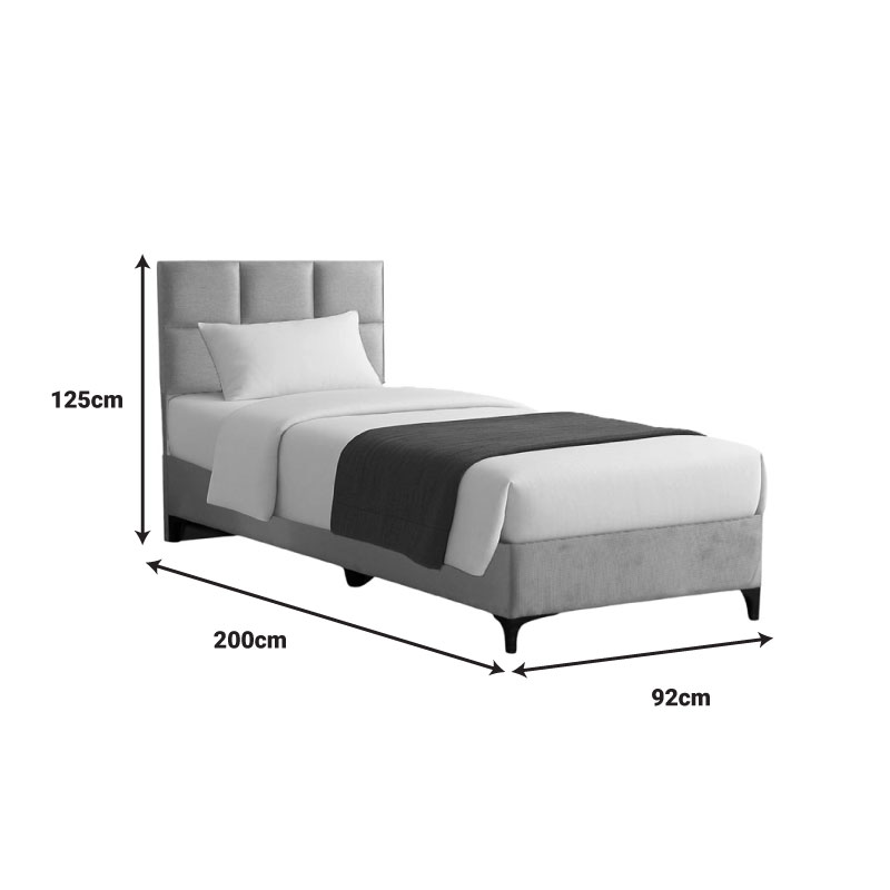 Κρεβάτι Melei pakoworld ύφασμα σε γκρι απόχρωση 90x200εκ 4