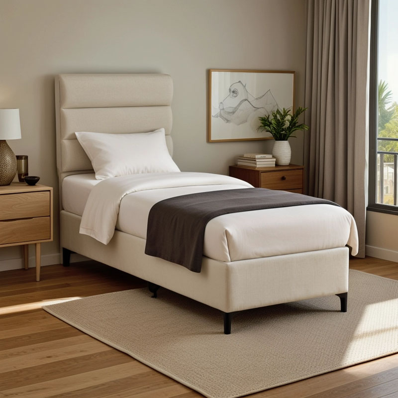 Κρεβάτι Limit pakoworld ύφασμα σε κρεμ απόχρωση 90x200εκ 2