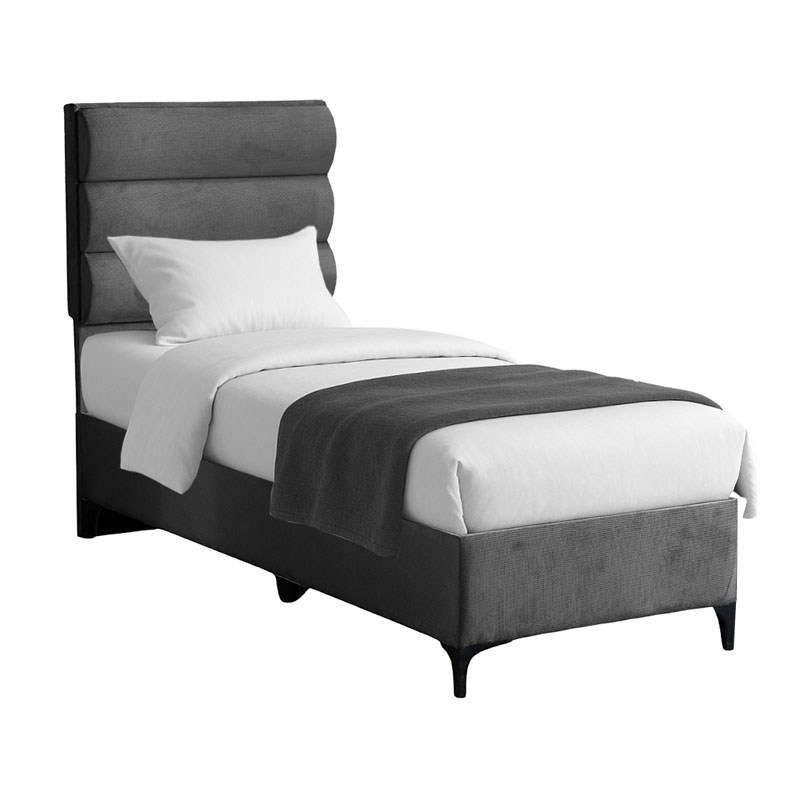 Κρεβάτι Limit pakoworld ύφασμα σε ανθρακί απόχρωση 90x200εκ 2