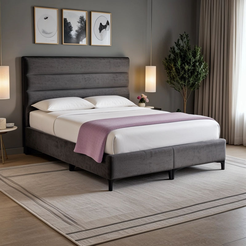 Κρεβάτι Limit pakoworld ύφασμα σε ανθρακί απόχρωση 160x200εκ 2