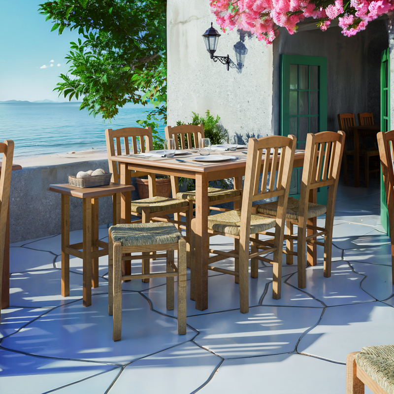 Τραπέζι Zolenio pakoworld μασίφ ξύλο οξιάς με επιφάνεια mdf λούστρο καρυδί 120x80x76εκ 2