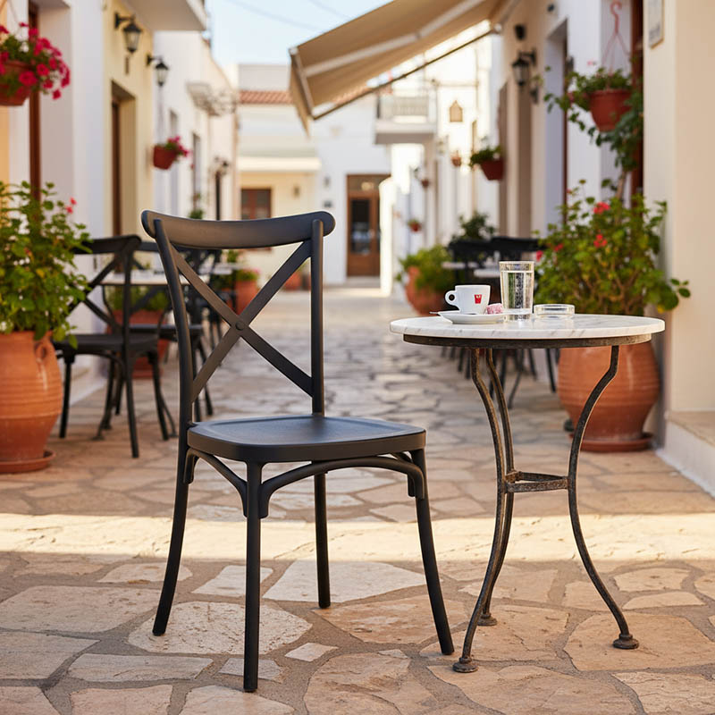 Καρέκλα Crossie pakoworld στοιβαζόμενη pp σε μαύρη απόχρωση 38x46.5x82εκ 2