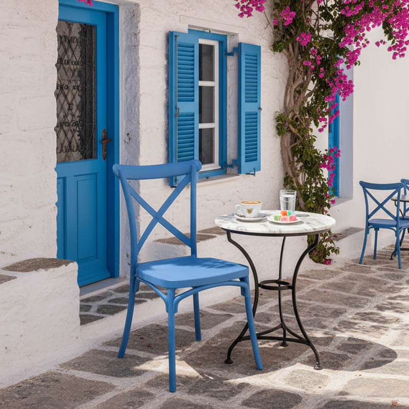 Καρέκλα Crossie pakoworld στοιβαζόμενη pp σε απόχρωση μπλε 38x46.5x82εκ 2