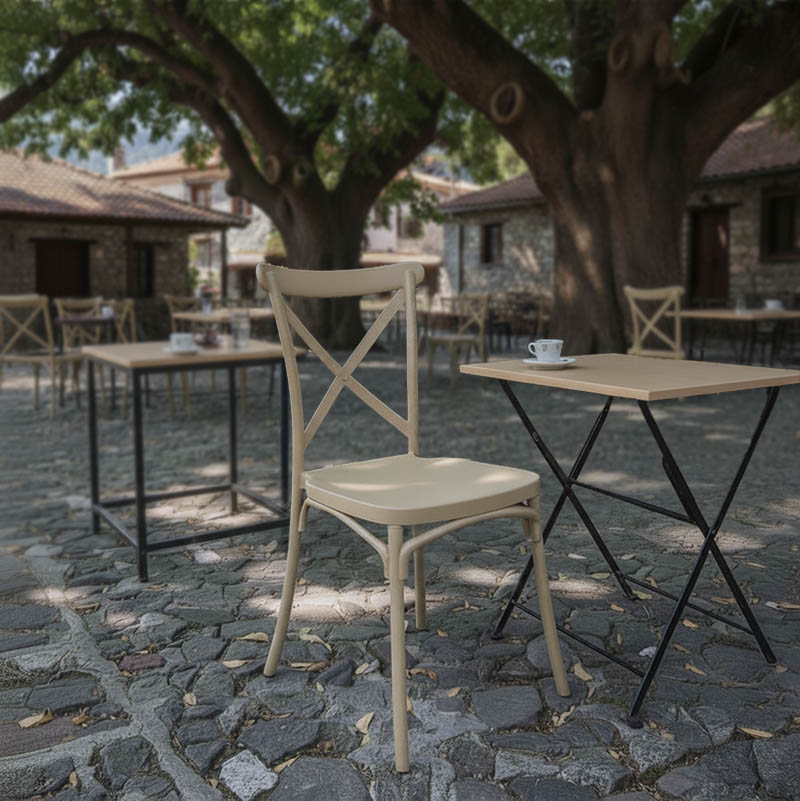 Καρέκλα Crossie pakoworld στοιβαζόμενη pp σε απόχρωση cappucino 38x46.5x82εκ 2