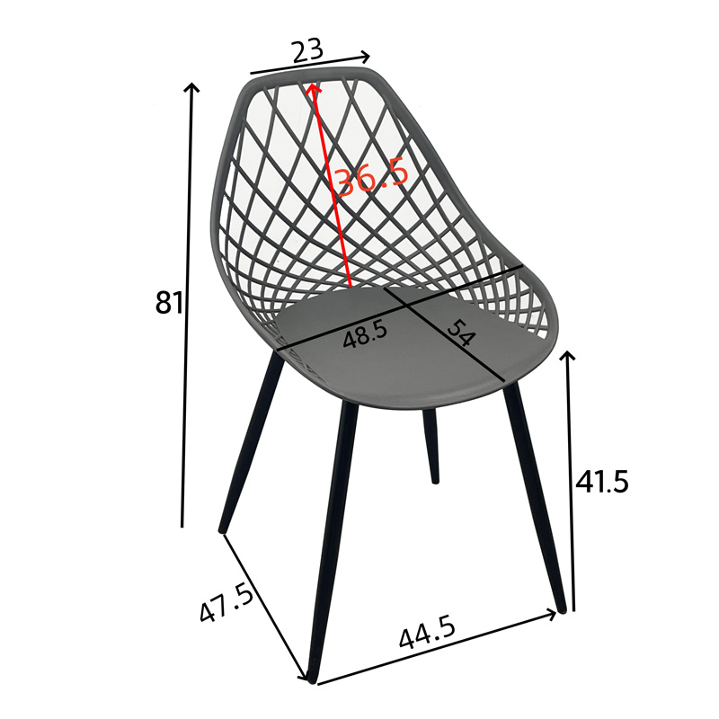 Καρέκλα Suan pakoworld pp σε λευκή απόχρωση και μαύρο μεταλλικό πόδι 56x49x82εκ 5