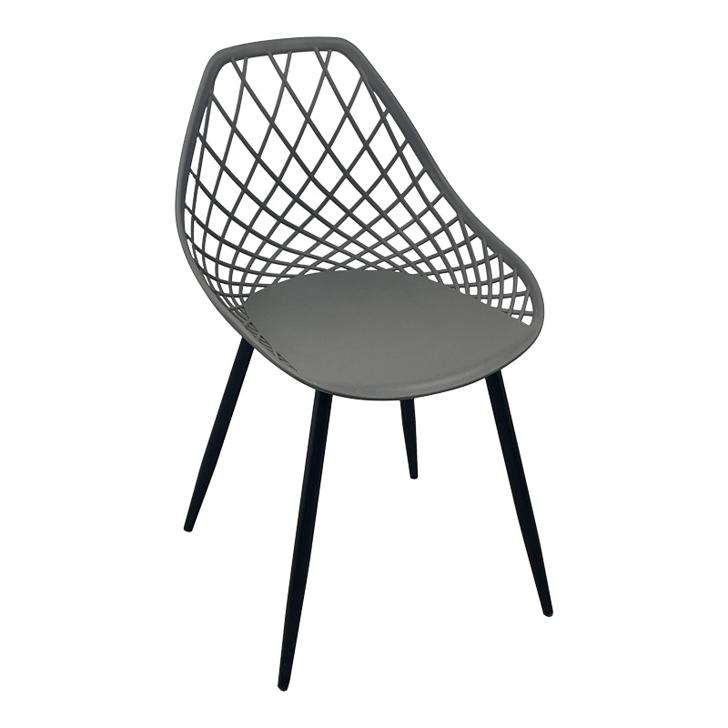 Καρέκλα Suan pakoworld pp σε ανθρακί απόχρωση και μαύρο μεταλλικό πόδι 56x49x82εκ 1