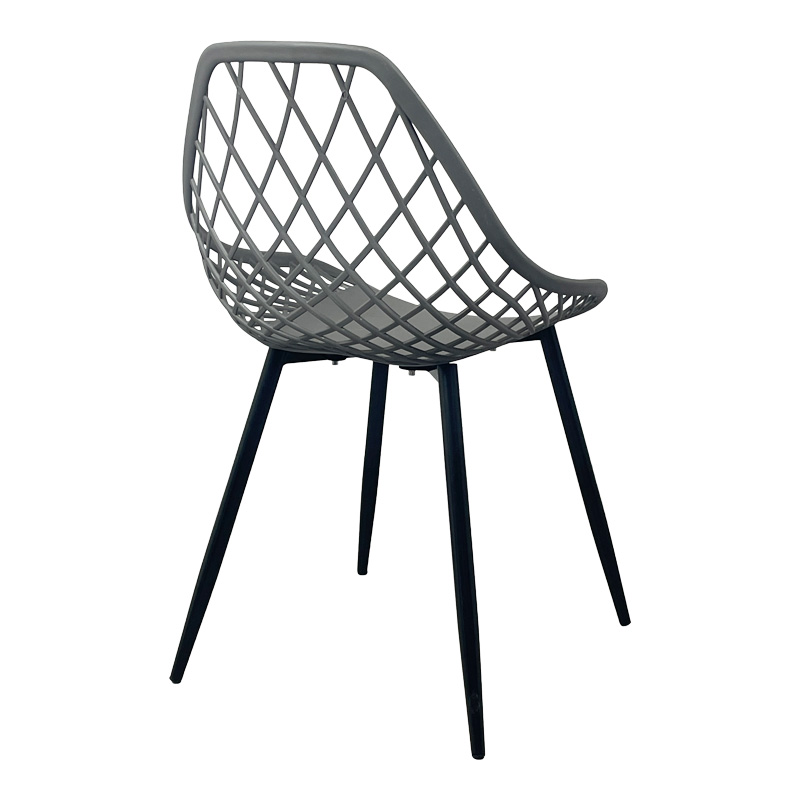 Καρέκλα Suan pakoworld pp σε ανθρακί απόχρωση και μαύρο μεταλλικό πόδι 56x49x82εκ 2