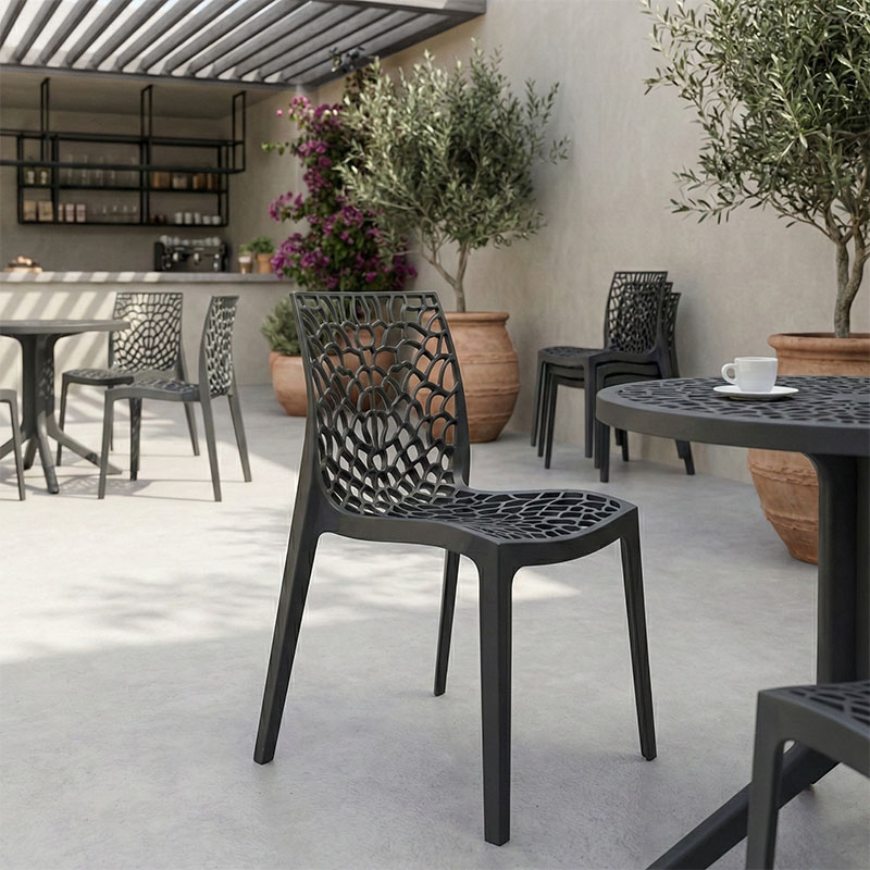 Καρέκλα στοιβαζόμενη Hush pakoworld pp σε ανθρακί απόχρωση 41x53x80.5εκ 2