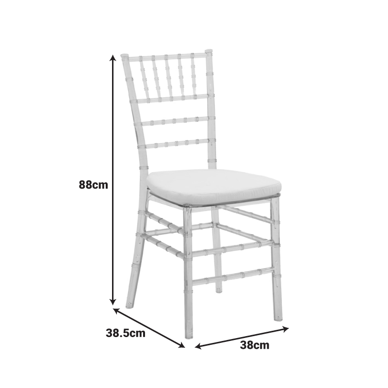 Καρέκλα Tiffany pakoworld με μαξιλάρι διάφανο pc 38x38.5x88εκ 7