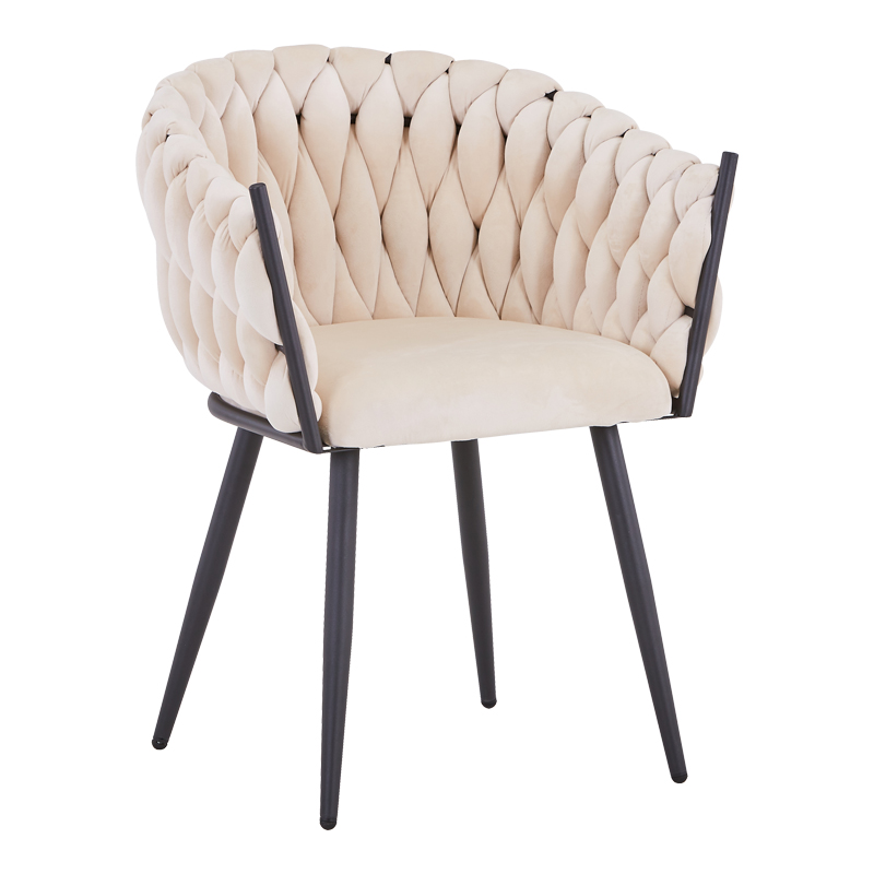 Πολυθρόνα Vivian pakoworld μπεζ βελούδο-πόδι μαύρο μέταλλο 61x55x80εκ 1