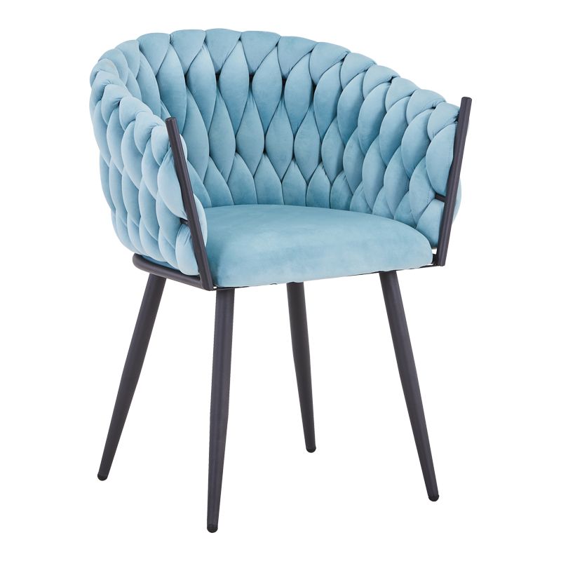 Πολυθρόνα Vivian pakoworld σιέλ βελούδο-πόδι μαύρο μέταλλο 61x55x80εκ 1