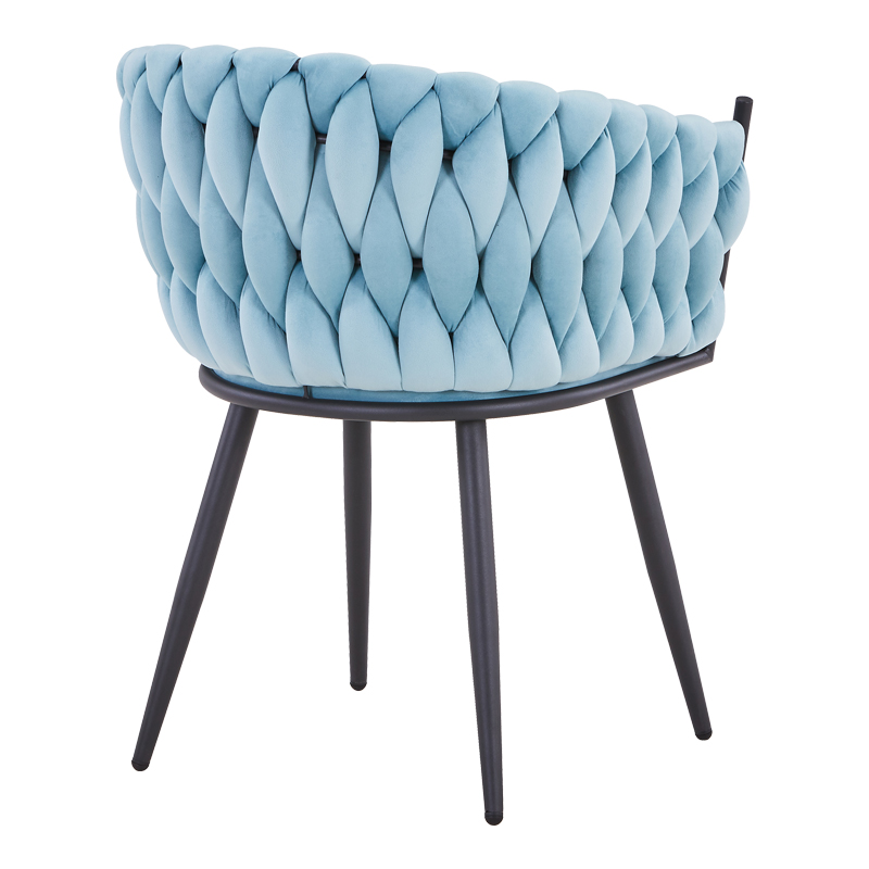 Πολυθρόνα Vivian pakoworld σιέλ βελούδο-πόδι μαύρο μέταλλο 61x55x80εκ 2