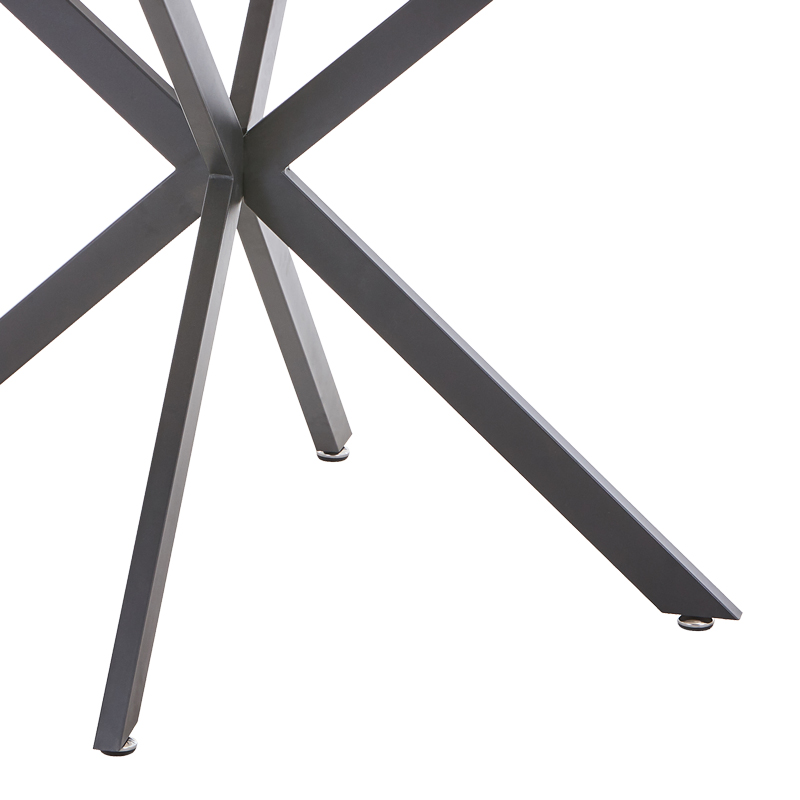 Τραπέζι Stoyen I pakoworld λευκό μαρμάρου-μπεζ κεραμικό-μαύρο μέταλλο Φ120x75εκ 4