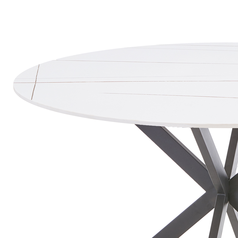 Τραπεζαρία Vivian-Stoyen pakoworld 5τεμ μπεζ βελούδο - λευκό με μαύρο μαρμάρου Φ120x75εκ 7