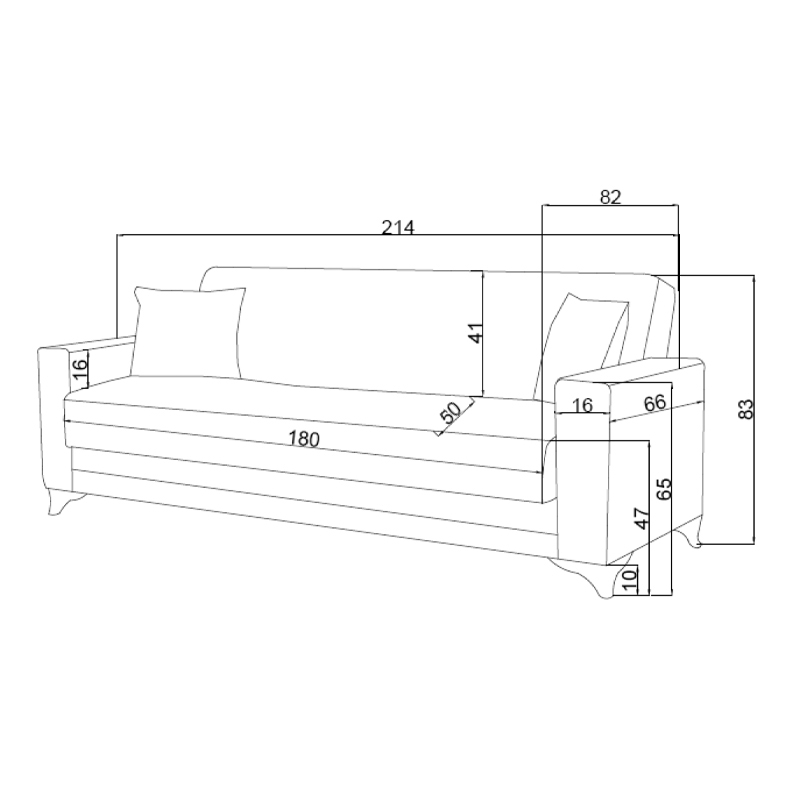 Καναπές-κρεβάτι με αποθηκευτικό χώρο τριθέσιος Vox pakoworld κρεμ ύφασμα 214x82x83εκ 9