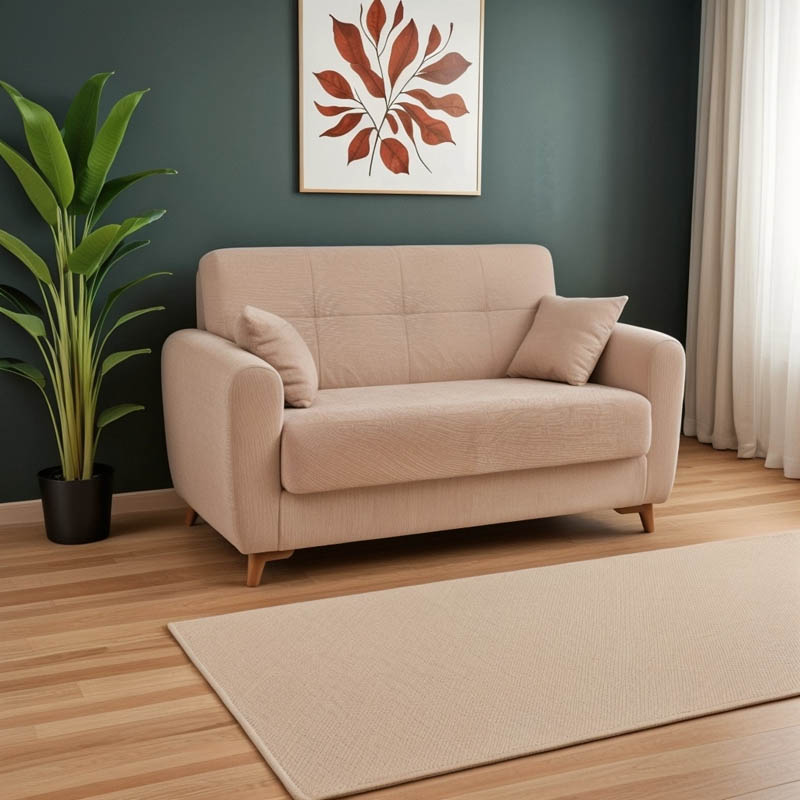 Καναπές-κρεβάτι με αποθηκευτικό χώρο διθέσιος Lincoln pakoworld μπεζ ύφασμα 165x75x85εκ 1