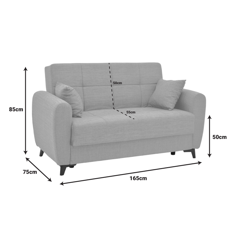 Καναπές-κρεβάτι με αποθηκευτικό χώρο διθέσιος Lincoln pakoworld γκρι-μπεζ ύφασμα 165x75x85εκ 8