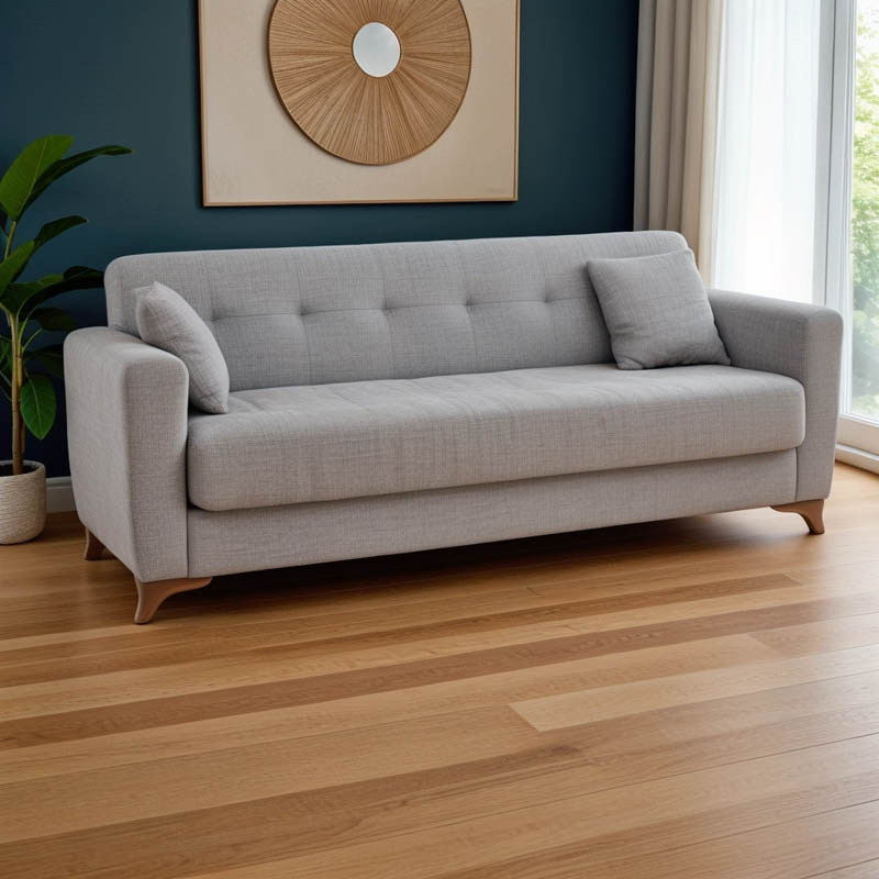 Καναπές-κρεβάτι με αποθηκευτικό χώρο τριθέσιος Modesto pakoworld γκρι ύφασμα 215x85x80εκ 1