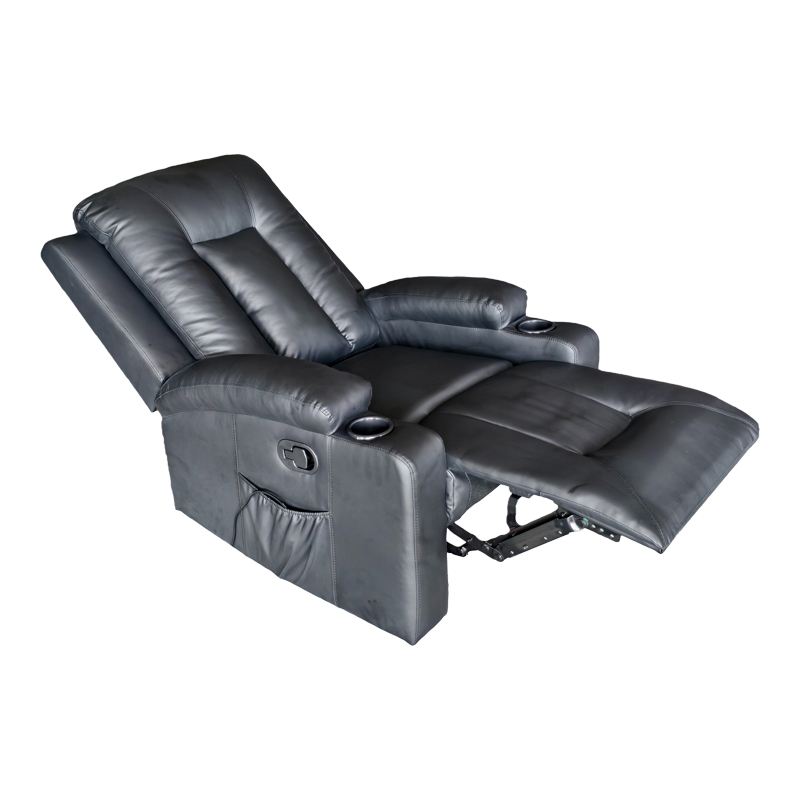 Πολυθρόνα relax με μηχανισμό massage Gessel pakoworld PU σε μαύρη απόχρωση 80x90x98εκ 2