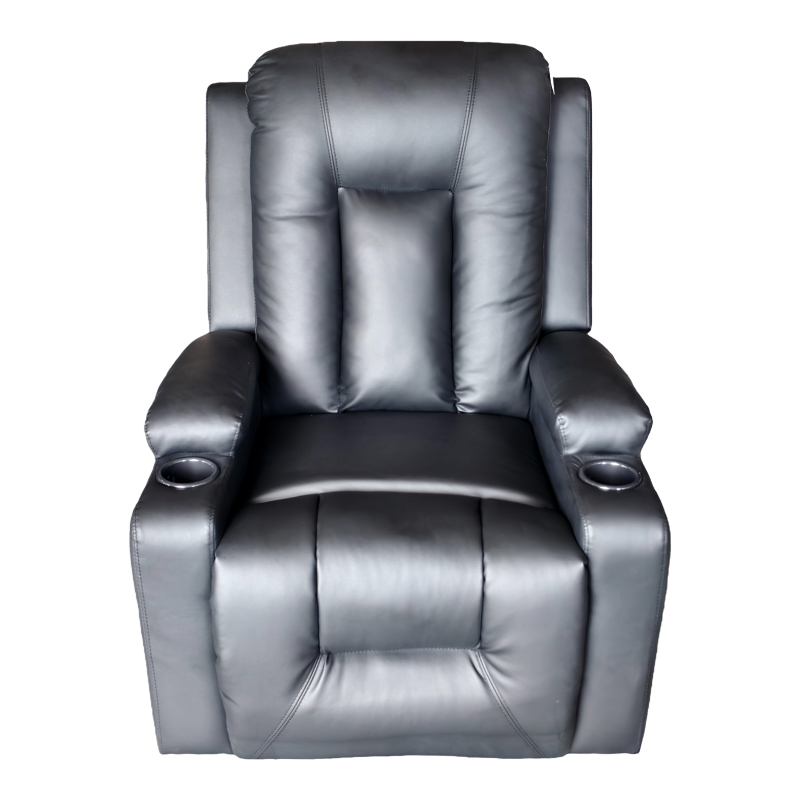 Πολυθρόνα relax με μηχανισμό massage Gessel pakoworld PU σε μαύρη απόχρωση 80x90x98εκ 3
