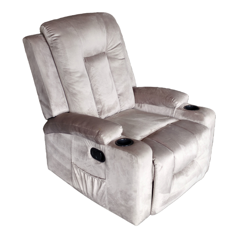 Πολυθρόνα relax Gessel pakoworld βελούδο σε γκρι απόχρωση 80x90x98εκ 1