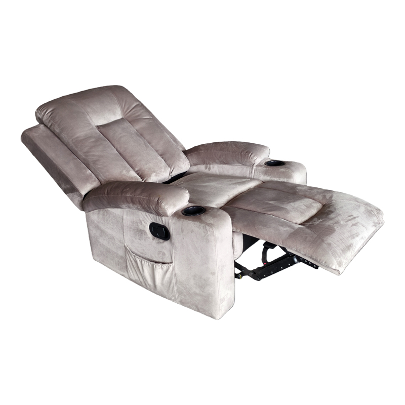 Πολυθρόνα relax Gessel pakoworld βελούδο σε γκρι απόχρωση 80x90x98εκ 2
