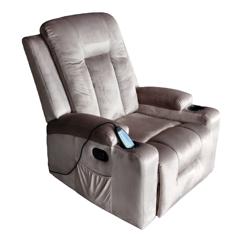 Πολυθρόνα relax με μηχανισμό massage Gessel pakoworld βελούδο σε γκρι απόχρωση 80x90x98εκ 1
