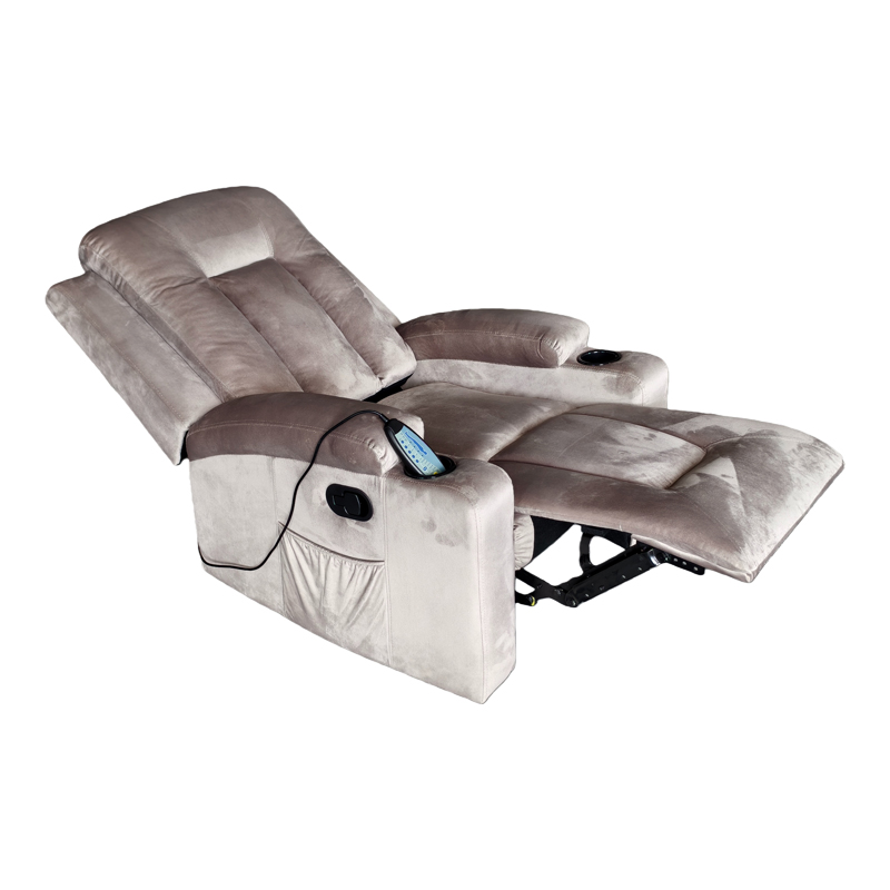 Πολυθρόνα relax με μηχανισμό massage Gessel pakoworld βελούδο σε γκρι απόχρωση 80x90x98εκ 2