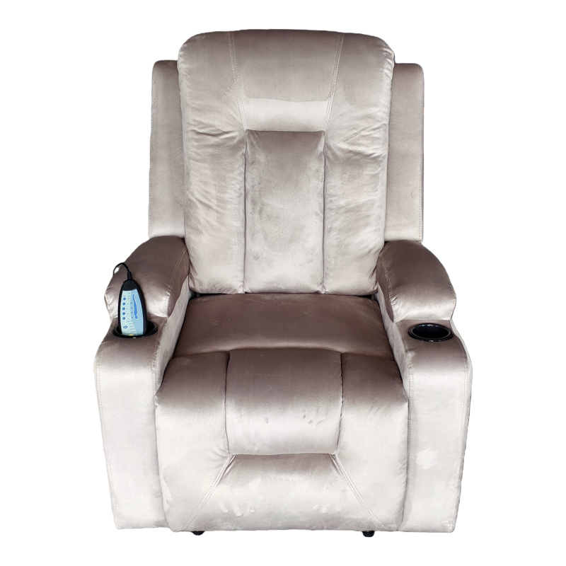 Πολυθρόνα relax με μηχανισμό massage Gessel pakoworld βελούδο σε γκρι απόχρωση 80x90x98εκ 3