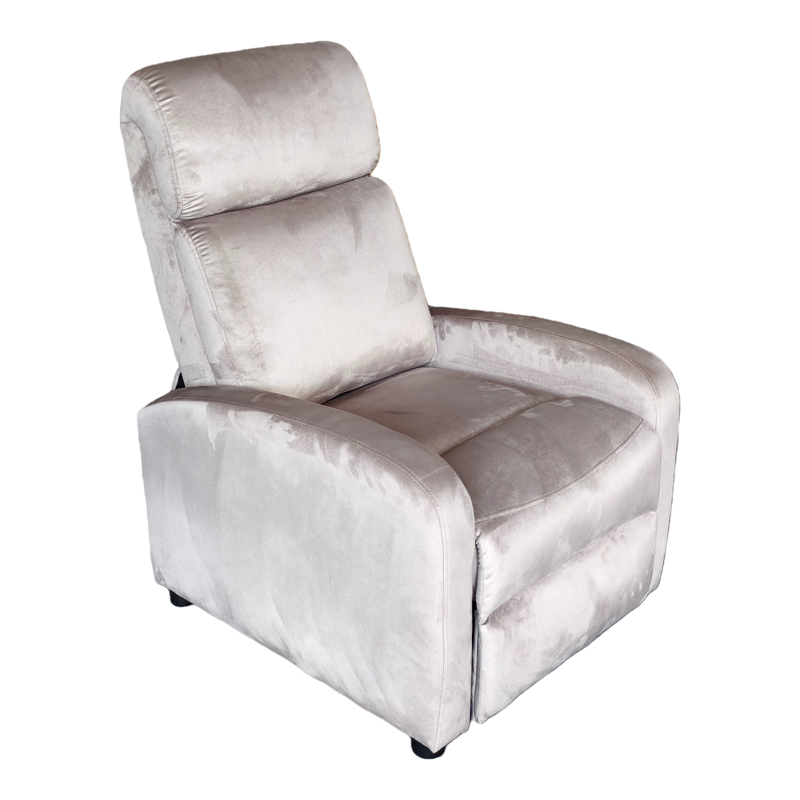 Πολυθρόνα relax Norva pakoworld βελούδο σε γκρι απόχρωση 68.5x86x100εκ 1
