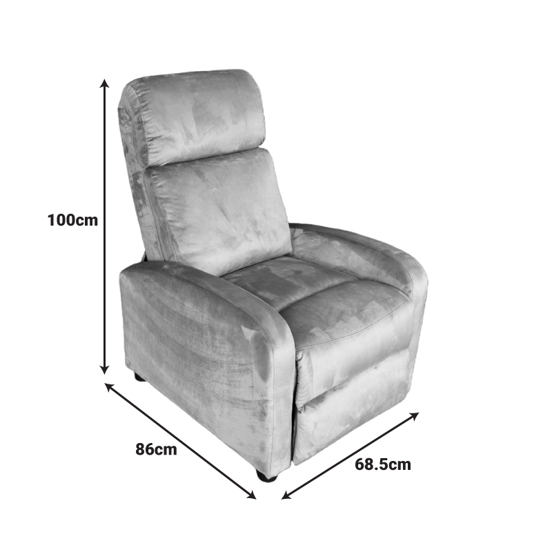 Πολυθρόνα relax Norva pakoworld βελούδο σε γκρι απόχρωση 68.5x86x100εκ 4