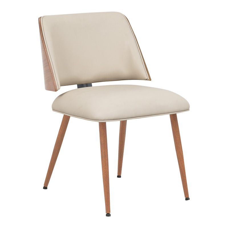 Καρέκλα Ubane pakoworld μπεζ pu-πόδι καρυδί μέταλλο 53x62.5x85εκ 1