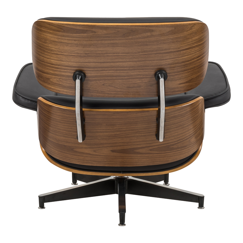 Πολυθρόνα-υποπόδιο relax Jenna pakoworld μαύρο pu- plywood καρυδί-βάση χρωμίου 82x92x82εκ 4