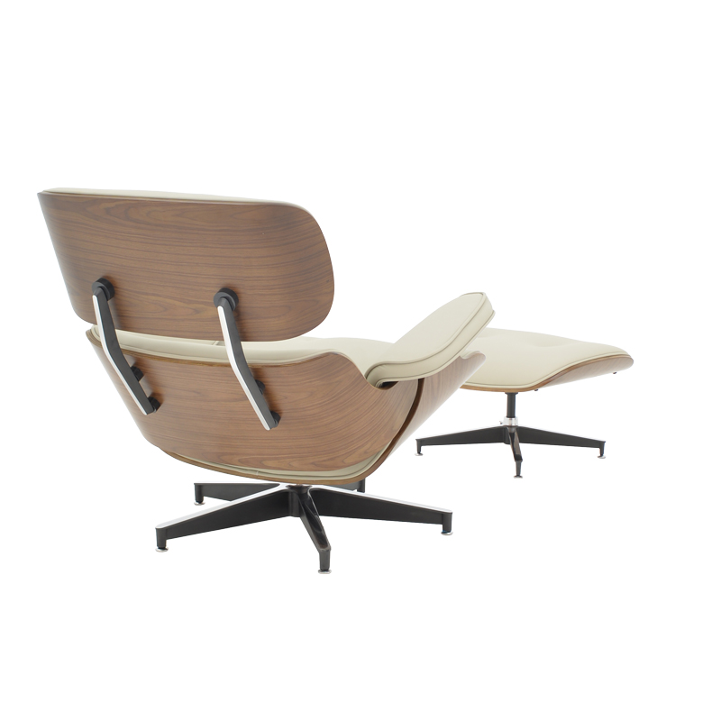 Πολυθρόνα-υποπόδιο relax Jenna pakoworld μπεζ pu- plywood καρυδί-βάση χρωμίου 82x92x82εκ 2