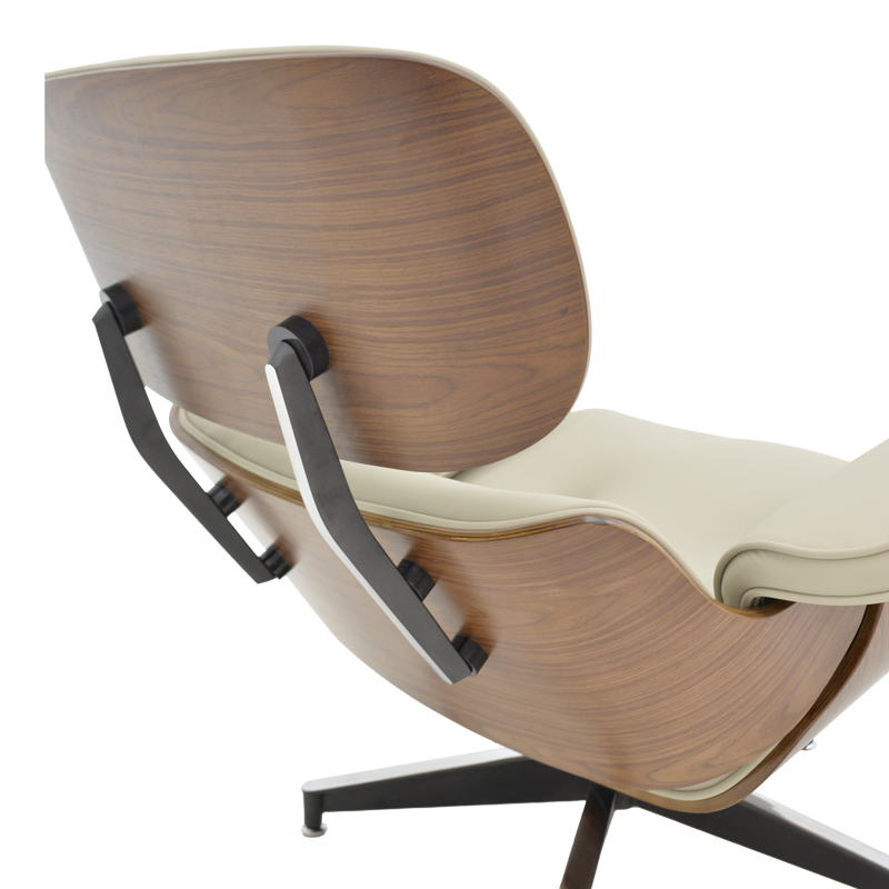 Πολυθρόνα-υποπόδιο relax Jenna pakoworld μπεζ pu- plywood καρυδί-βάση χρωμίου 82x92x82εκ 7