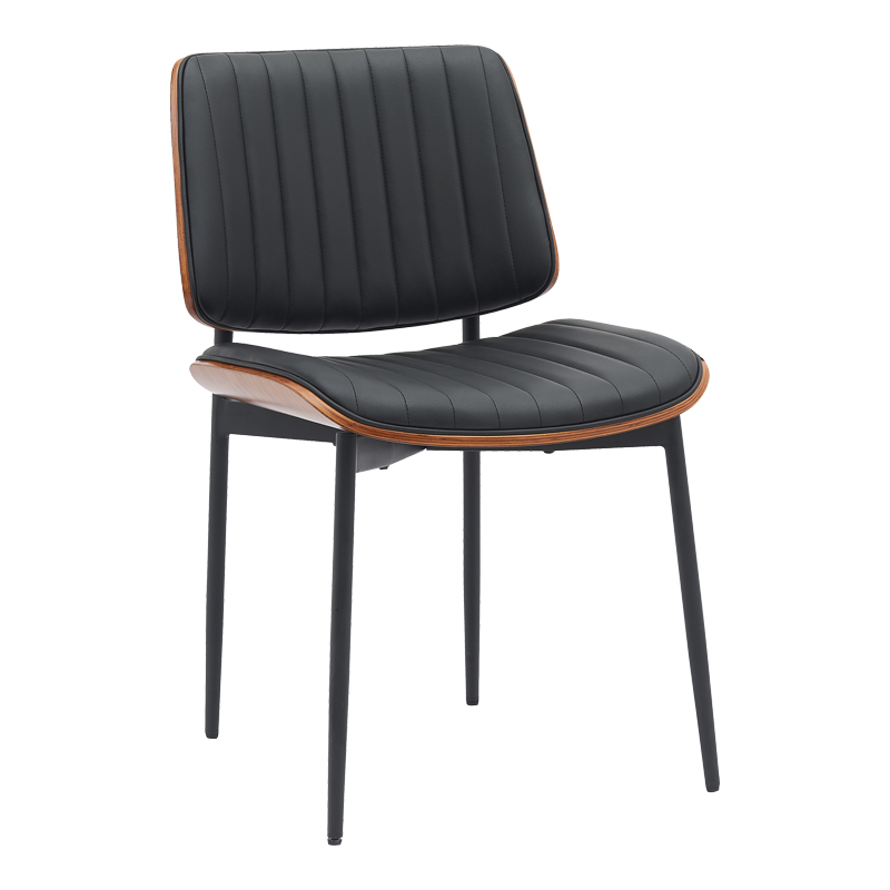 Καρέκλα Kathy pakoworld μαύρο pu-καρυδί μέταλλο 51x58x81εκ 1