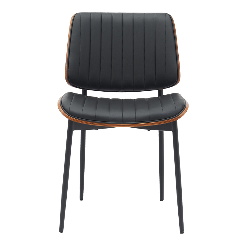 Καρέκλα Kathy pakoworld μαύρο pu-καρυδί μέταλλο 51x58x81εκ 4