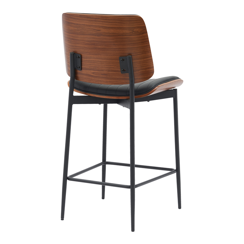 Σκαμπό-μπαρ Kathy pakoworld μαύρο pu-καρυδί μέταλλο 48.5x52.5x96εκ 2