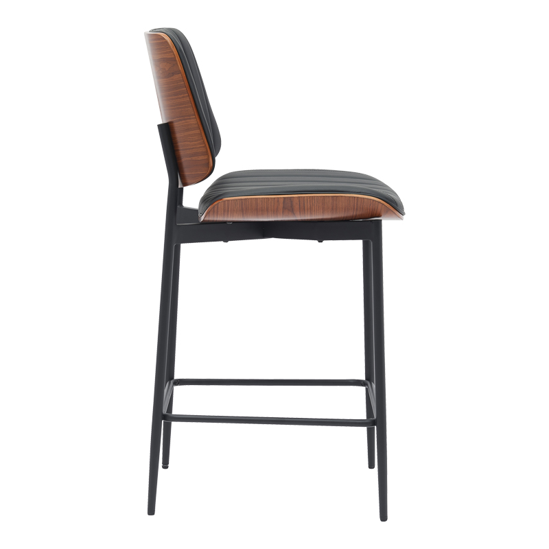 Σκαμπό-μπαρ Kathy pakoworld μαύρο pu-καρυδί μέταλλο 48.5x52.5x96εκ 3