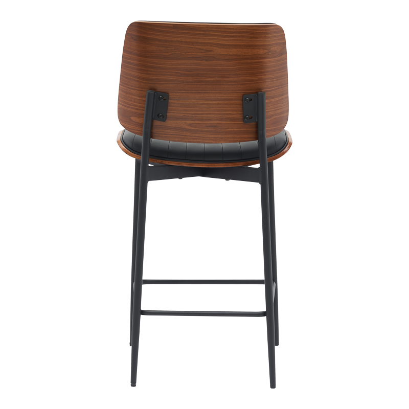 Σκαμπό-μπαρ Kathy pakoworld μαύρο pu-καρυδί μέταλλο 48.5x52.5x96εκ 5