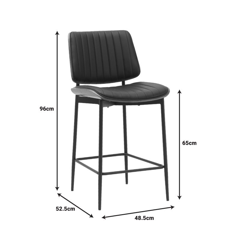 Σκαμπό-μπαρ Kathy pakoworld μαύρο pu-καρυδί μέταλλο 48.5x52.5x96εκ 6
