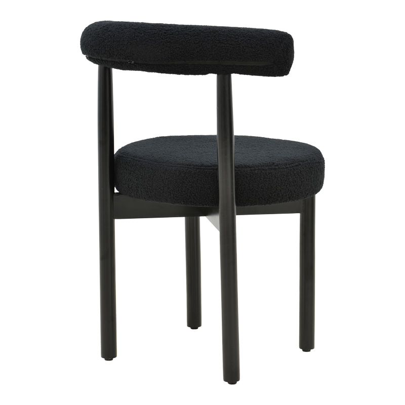 Καρέκλα Fenza pakoworld μαύρο μπουκλέ ύφασμα-πόδι ξύλο οξιάς σε μαύρη απόχρωση 60x54x75εκ 2