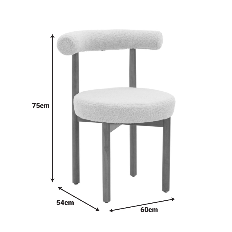 Καρέκλα Fenza pakoworld μαύρο μπουκλέ ύφασμα-πόδι ξύλο οξιάς σε μαύρη απόχρωση 60x54x75εκ 8