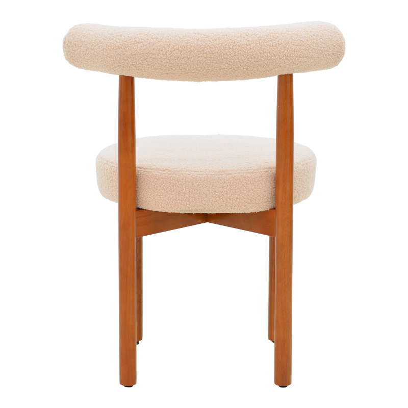 Καρέκλα Fenza pakoworld μπεζ μπουκλέ ύφασμα-πόδι ξύλο οξιάς σε καρυδί απόχρωση 60x54x75εκ 5