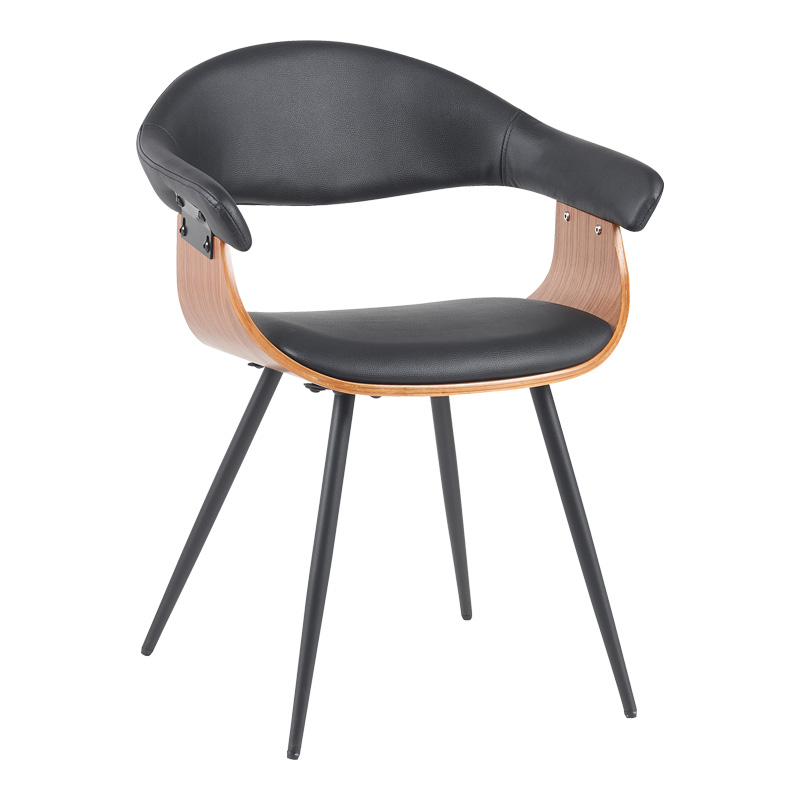 Πολυθρόνα Austen pakoworld PU μαύρο-ξύλο καρυδί-μέταλλο μαύρο 58x55x77εκ 1