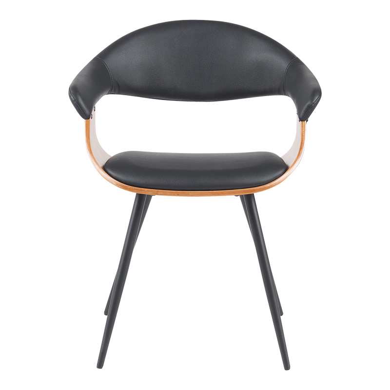 Πολυθρόνα Austen pakoworld PU μαύρο-ξύλο καρυδί-μέταλλο μαύρο 58x55x77εκ 4