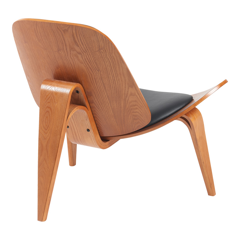 Πολυθρόνα Vilma pakoworld PU μαύρο- plywood καρυδί 90x76.5x74.5εκ 2