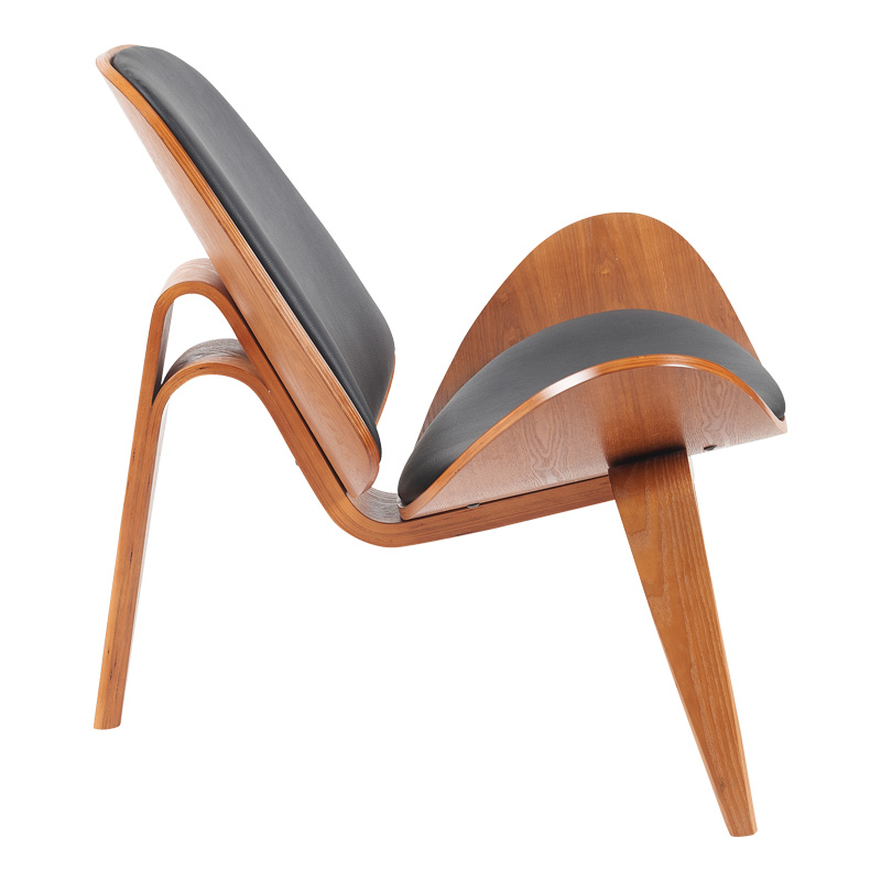 Πολυθρόνα Vilma pakoworld PU μαύρο- plywood καρυδί 90x76.5x74.5εκ 3