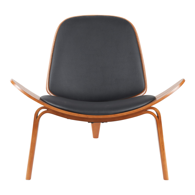 Πολυθρόνα Vilma pakoworld PU μαύρο- plywood καρυδί 90x76.5x74.5εκ 4