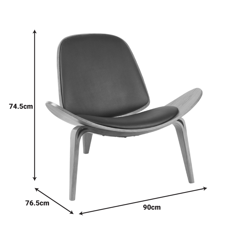 Πολυθρόνα Vilma pakoworld PU μαύρο- plywood καρυδί 90x76.5x74.5εκ 6
